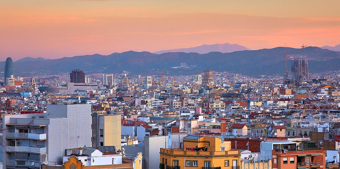 The city and the mountains in the background